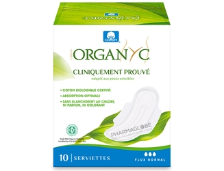 ORGANYC-SERVIETTES-NORMAL-BIO-A-10-protection-hygienique-coton-bio-pharmaglobe.lu