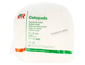 Cotopads-5-5cm-A-500-Pieces-Carrés-de-Coton-lohmann-rauscher-pharmaglobe.lu