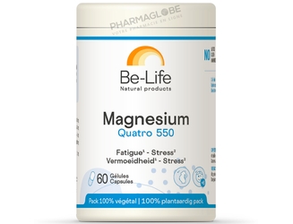 Magnesium-Quatro-550-60-Gélules-Be-Life-Bio-Life-Fatigue-Stress-pharmaglobe.lu