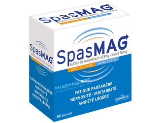 Spasmag-60-Gélules-Magnésium-Levure-Saccharomyces-Cerevisiae-Carences-en-Magnésium-pharmaglobe.lu