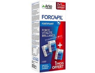 Forcapil-Cheveux-et-Ongles-Promo-2+1-Mois-3-boites-60-Gélules-Arkopharma-pharmaglobe.lu