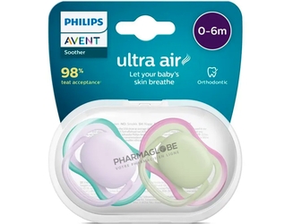 AVENT-SUCETTE-+0M-ultra-AIR-PISTACHE-LILAS-2-tetines-bebe-0-6-mois-philips-pharmaglobe.lu