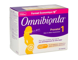 OMNIBIONTA-1-PRONATAL-12-Weeks-84-Comprimes-12-semaines-vitamines-mineraux-desir-et-debut-grossesse-pharmaglobe.lu