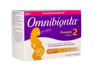 OMNIBIONTA-2-PRONATAL-12-Weeks-84-Comprimes+84-Capsules-12-semaines-vitamines-mineraux-grossesse-pharmaglobe.lu