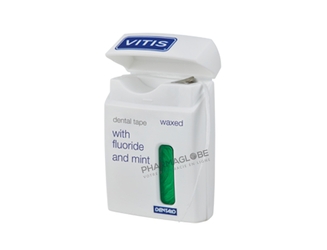 VITIS-TAPE-VERT-WAXED-F-+-MINT-50-M-fil-dentaire-avec-fluor et menthe-pharmaglobe.lu