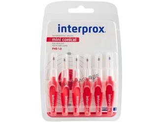 Interprox-Mini-Conical-Rouge-Blister-6-Brossettes-Interdentaires-Espaces-Interdentaires-PHD-1,0-pharmaglobe.lu