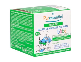 PURESSENTIEL-RESPIRATOIRE-BAUME-BEBE-30ML-SCHTROUMPFS-pharmaglobe.lu