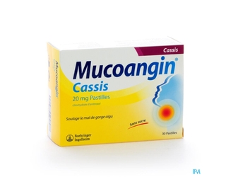 Mucoangin Cassis Past A Sucer 30x20mg