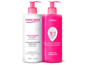TOPICREM-DUO-LAIT-HYDRATANT-CORPS-2-flacons-500 ML-pharmaglobe